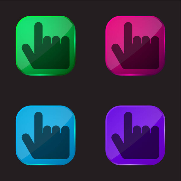 Black Hand Pointing Up four color glass button