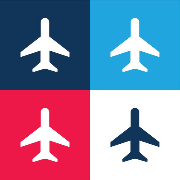 Самолет синий и красный четыре цвета минимальный набор значков