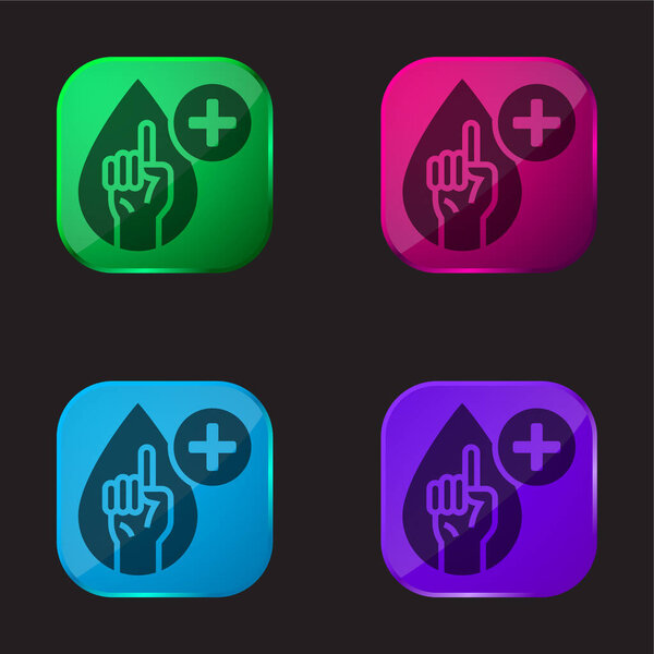 Blood Test four color glass button icon