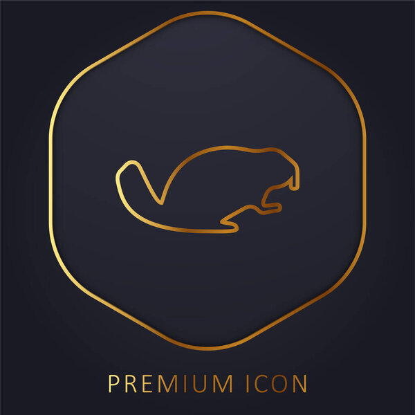 Beaver Facing Right golden line premium logo or icon