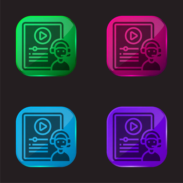 Blended Learning four color glass button icon