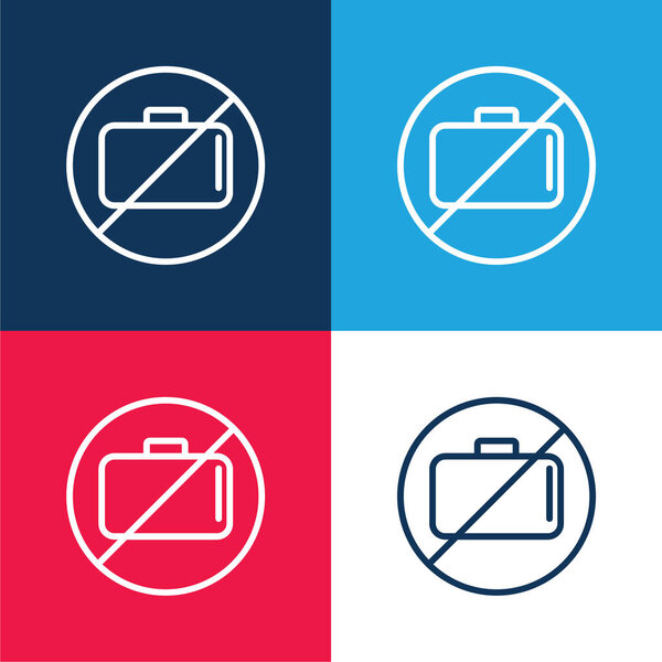 Baggage Ban Signal blue and red four color minimal icon set