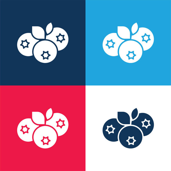 Blueberry blue and red four color minimal icon set
