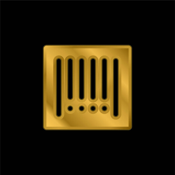 Barcode gold plated metalic icon or logo vector