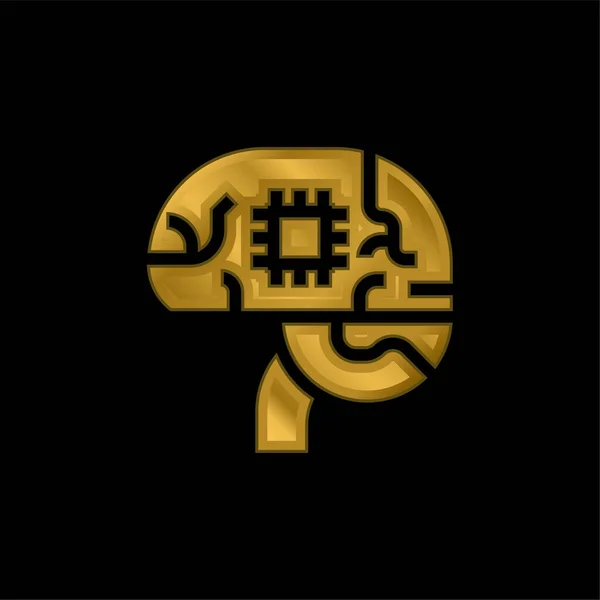 Inteligencia Artificial Chapado Oro Icono Metálico Logo Vector — Vector de stock