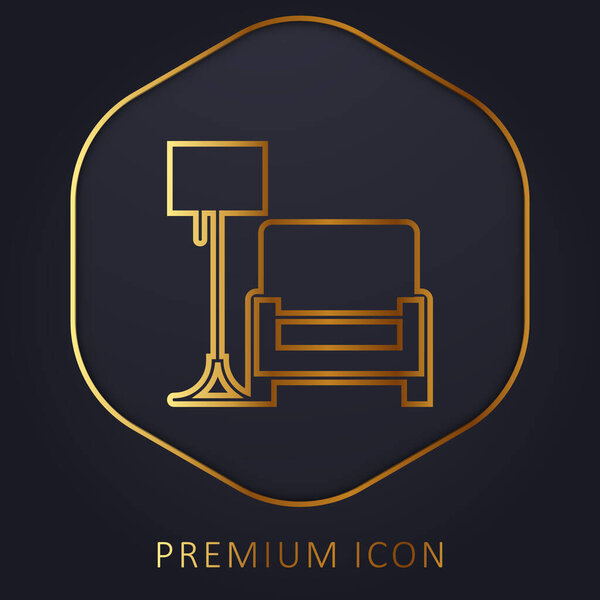 Armchair golden line premium logo or icon