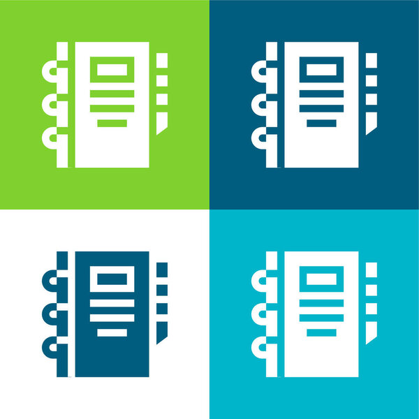 Agenda Flat four color minimal icon set