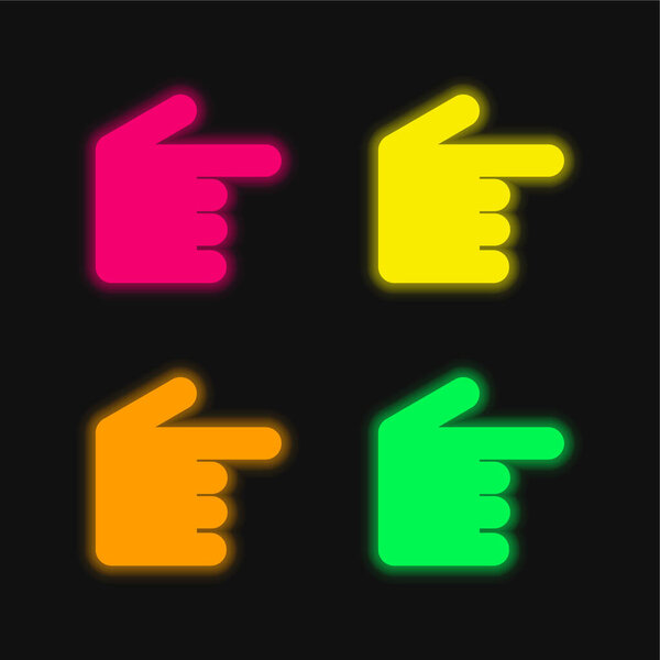 Черный, указывающий вправо четырехцветный неоновый вектор