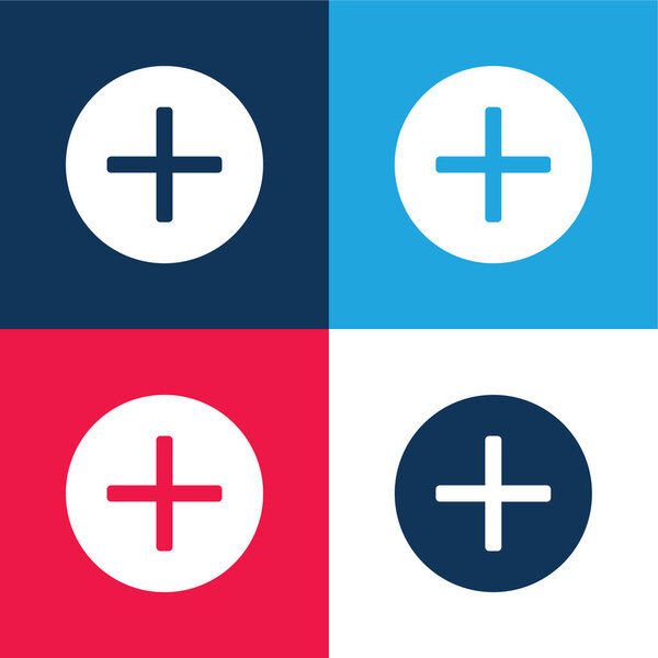 Add blue and red four color minimal icon set