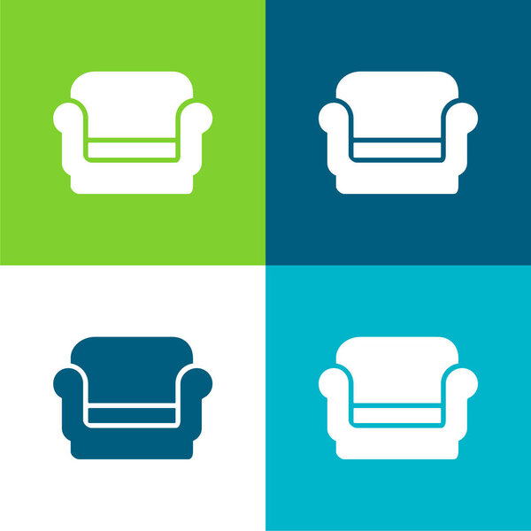 Armchair Flat four color minimal icon set