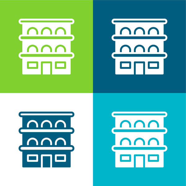 Плоский четырехцветный минимальный набор иконок