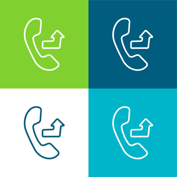 Auricular With An Outgoing Arrow Sign Flat four color minimal icon set