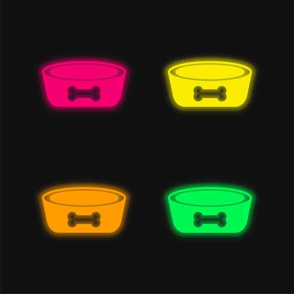 Чаша четыре цвета светящийся неоновый вектор значок