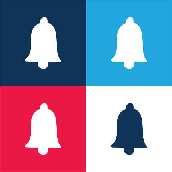 Alarm Bell blue and red four color minimal icon set