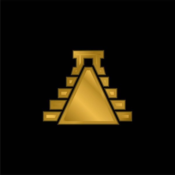 Ancient Mexico Pyramid Shape gold plated metalic icon or logo vector