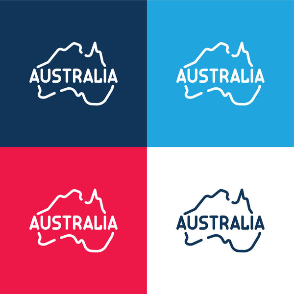 Australia blue and red four color minimal icon set