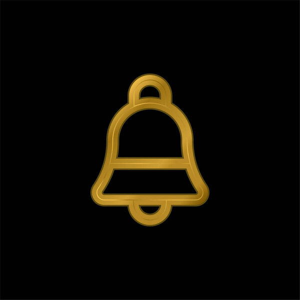 Bell gold plated metalic icon or logo vector