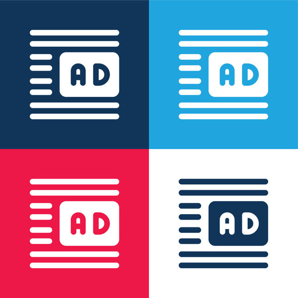 Advertise blue and red four color minimal icon set