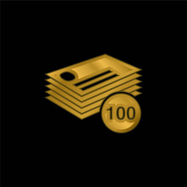 100 визитных карточек Стек позолоченный металлический значок или вектор логотипа