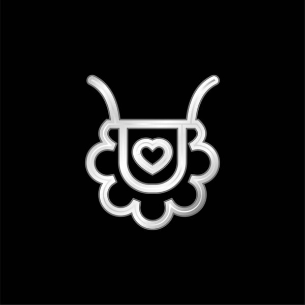 Baby Bib Outline With Heart Shape silver plated metallic icon