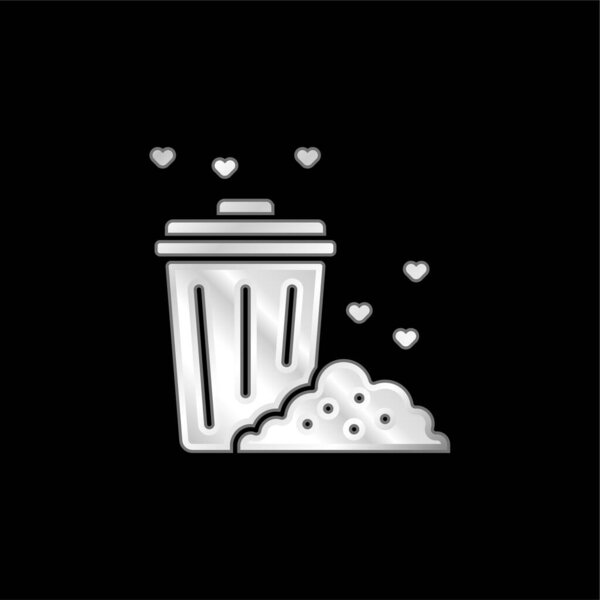 Bin silver plated metallic icon