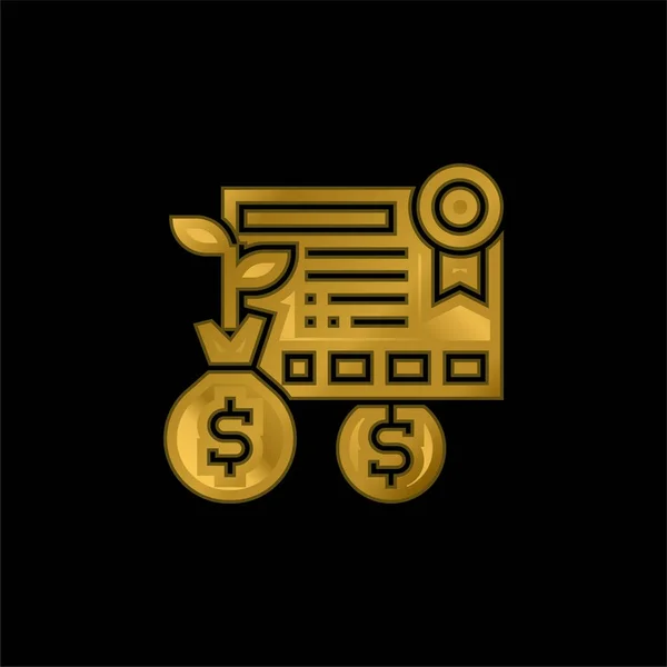 Vincular Banhado Ouro Ícone Metálico Vetor Logotipo — Vetor de Stock