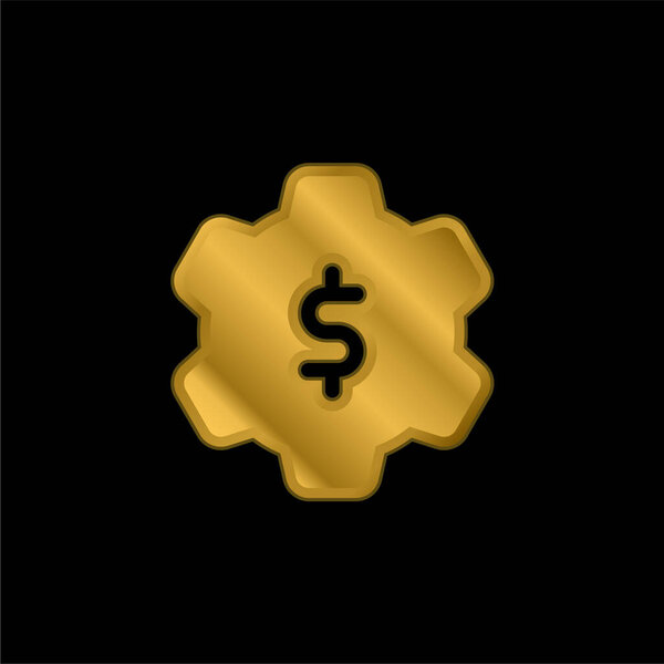 Application Settings gold plated metalic icon or logo vector