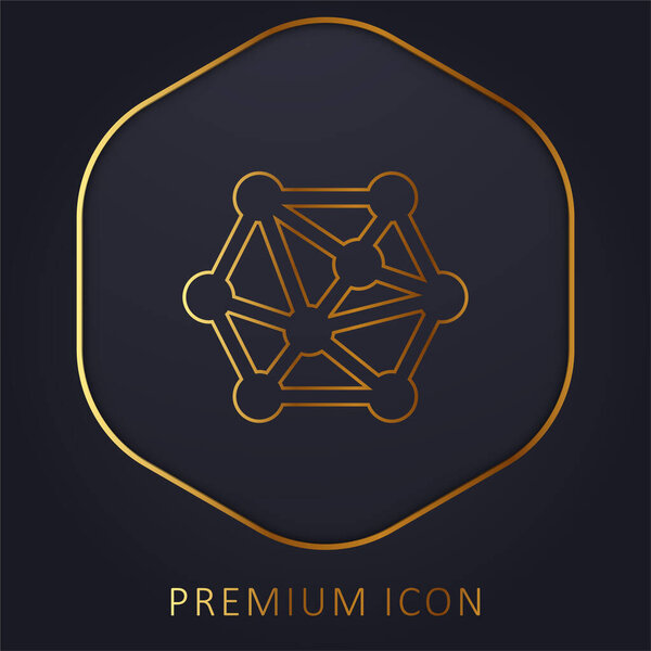3d Modeling golden line premium logo or icon