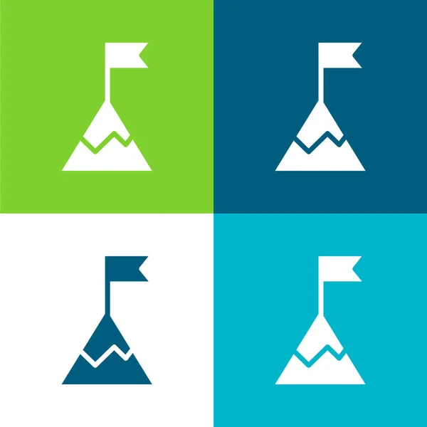 Atteinte Ensemble Icônes Minimal Plat Quatre Couleurs — Image vectorielle