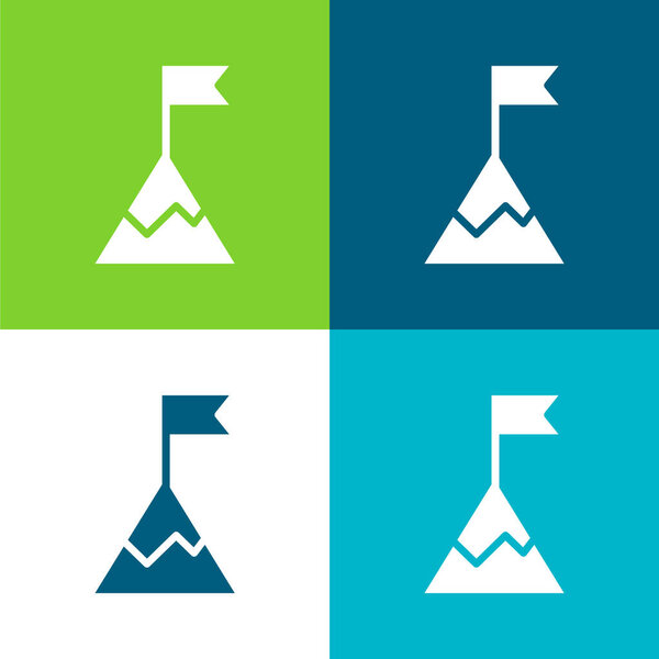 Achievement Flat four color minimal icon set