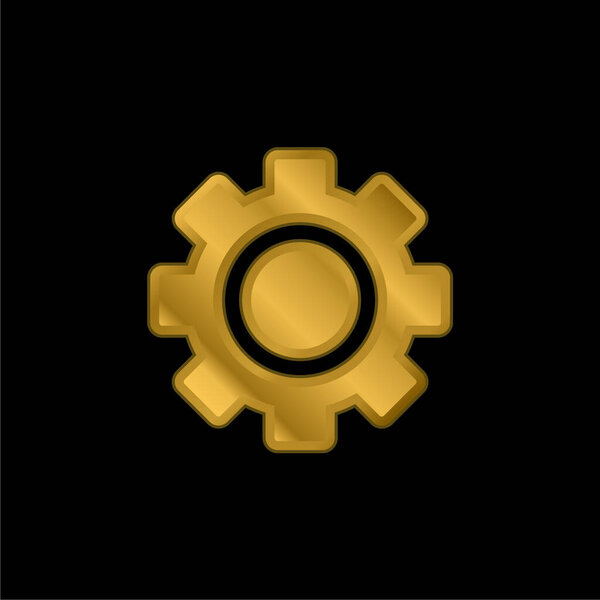 Big Gear gold plated metalic icon or logo vector