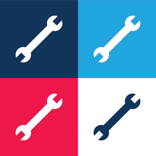 Adjustable Wrench blue and red four color minimal icon set
