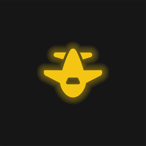 Airliner yellow glowing neon icon