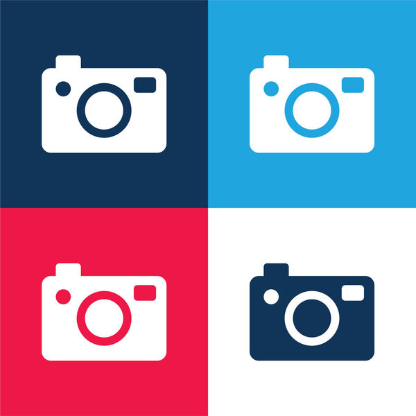 Big Photo Camera blue and red four color minimal icon set