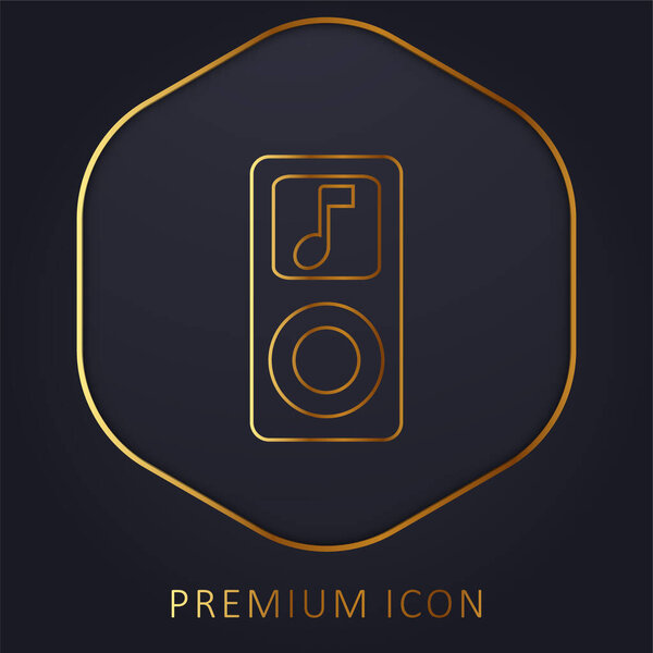 Apple IPod с музыкальной нотой Символ золотой линии премиум логотип или иконка
