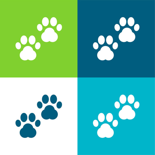 Animal Prints Flat four color minimal icon set