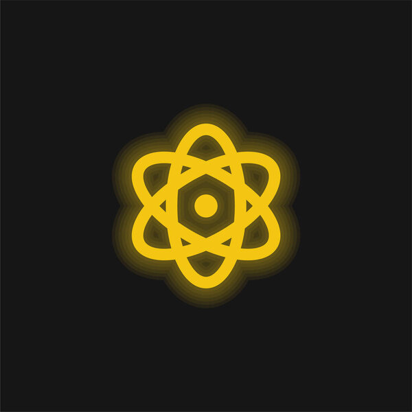Atomic yellow glowing neon icon