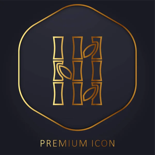 Logo Premium Línea Dorada Bambú Icono — Vector de stock