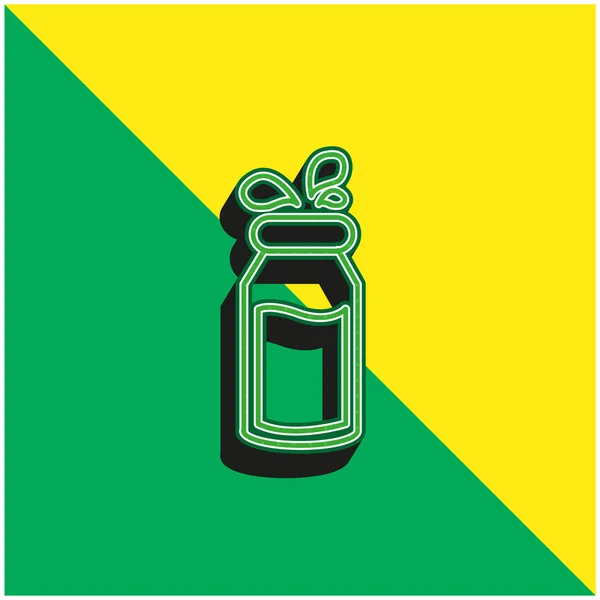 奶瓶与滴绿色和黄色现代3D矢量图标标志 — 图库矢量图片