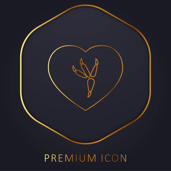 Bird Print golden line premium logo or icon