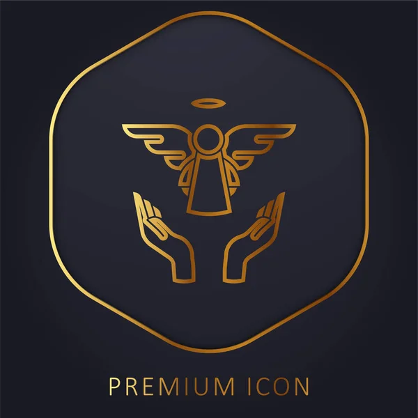 stock vector Angel golden line premium logo or icon