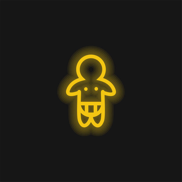 Baby Wearing Diaper Only Outline yellow glowing neon icon