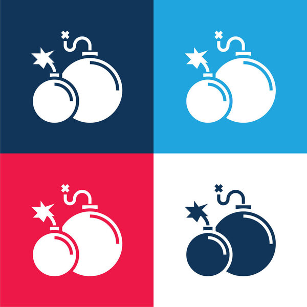 Атомная бомба синий и красный четыре цвета минимальный набор значков