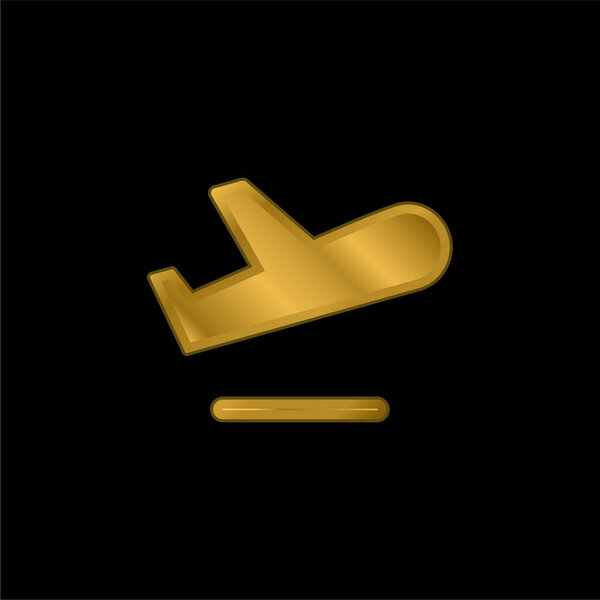 Airport Departures Sing gold plated metalic icon or logo vector