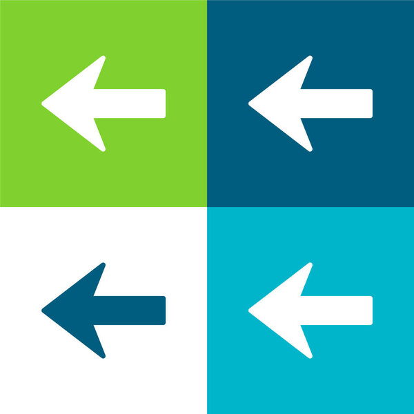 Стрелка влево Силуэт Плоский четырехцветный минимальный набор значков