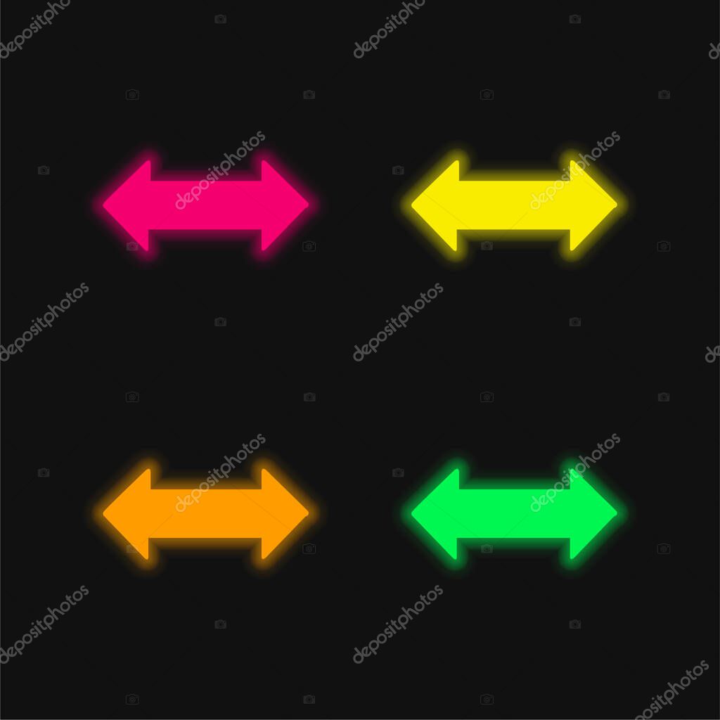 Bidirectional Arrow four color glowing neon vector icon