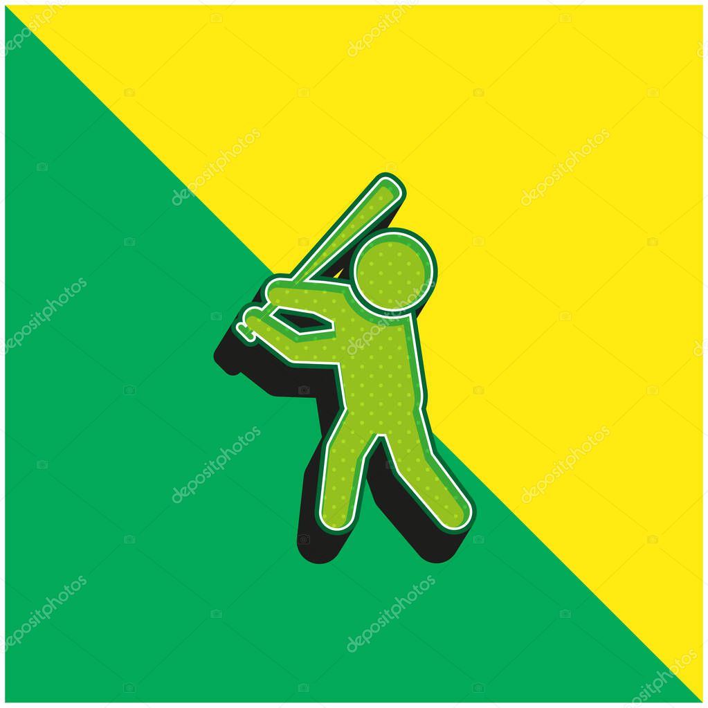 Baseball Bat Green and yellow modern 3d vector icon logo