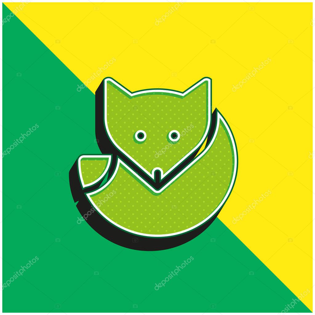Arctic Fox Green and yellow modern 3d vector icon logo