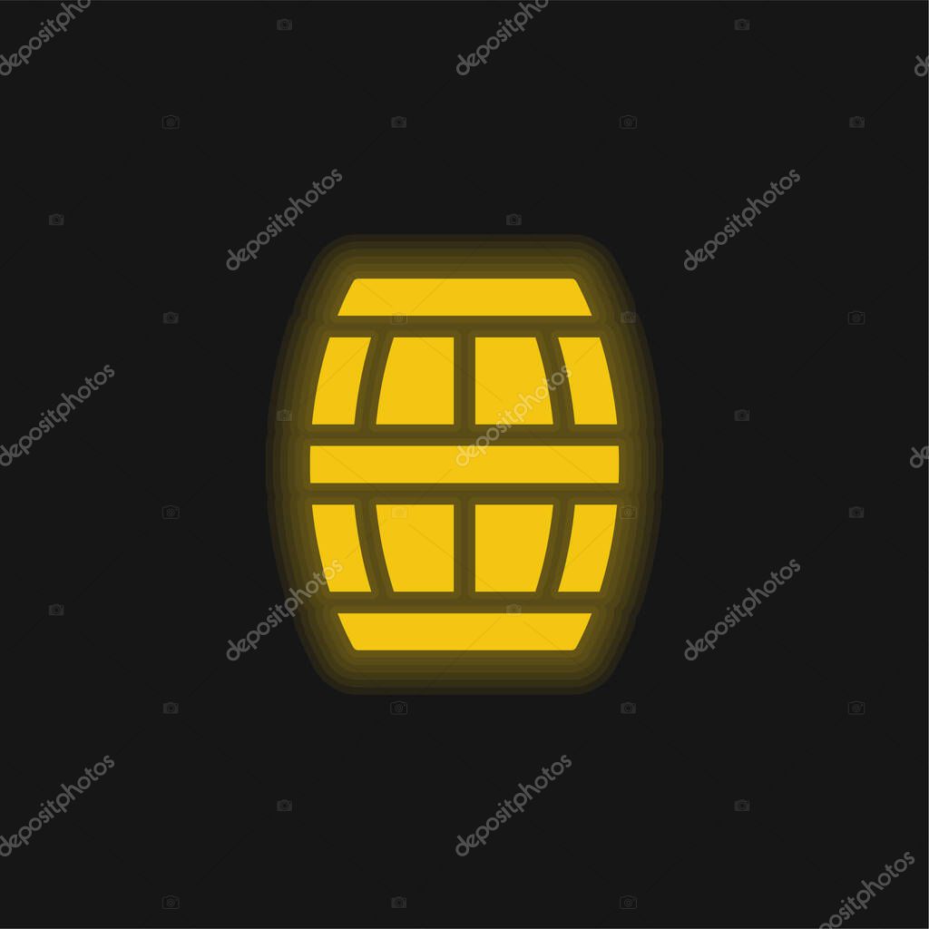 Barrel yellow glowing neon icon