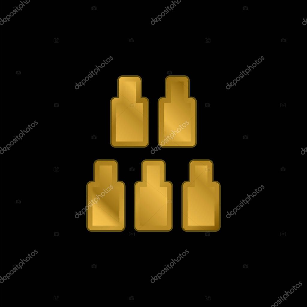 Bottles Game gold plated metalic icon or logo vector